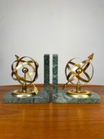 Vintage Brass & Marble Armillary Sphere Bookends - Image 4
