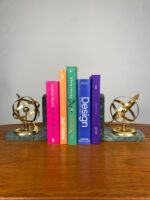 Vintage Brass & Marble Armillary Sphere Bookends - Image 7